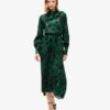 Vestido largo de jacquard con cuello vuelto