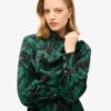 Vestido largo de jacquard con cuello vuelto