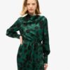 Vestido largo de jacquard con cuello vuelto
