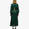 Vestido largo de jacquard con cuello vuelto