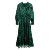 Vestido largo de jacquard con cuello vuelto