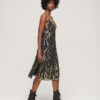 Vestido lencero midi metalizado