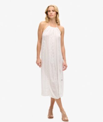 Vestido midi con cuello halter