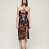 Vestido midi con cuello halter y lentejuelas
