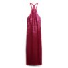 Vestido midi con cuello halter y lentejuelas
