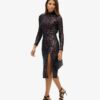 Vestido midi con lentejuelas y espalda descubierta