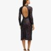 Vestido midi con lentejuelas y espalda descubierta