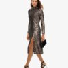 Vestido midi con lentejuelas y espalda descubierta