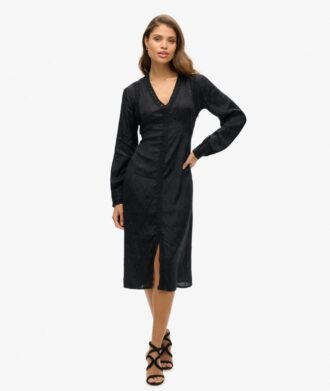Vestido midi con ribete de encaje
