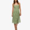 Vestido midi con tirantes y botones estampados