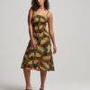 Vestido midi con tirantes y botones estampados