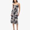 Vestido midi con tirantes y botones estampados