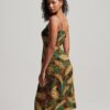 Vestido midi con tirantes y botones estampados