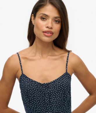 Vestido midi con tirantes y botones estampados