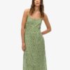 Vestido midi con tirantes y botones estampados