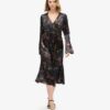 Vestido midi de jacquard con mangas acampanadas
