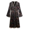 Vestido midi de jacquard con mangas acampanadas