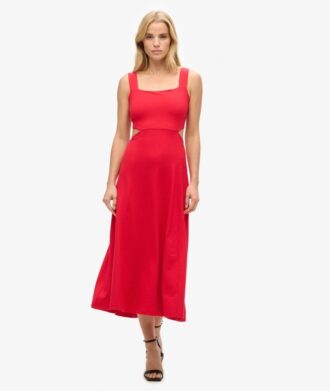 Vestido midi de jersey con aberturas