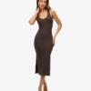 Vestido midi de jersey con cuello redondo