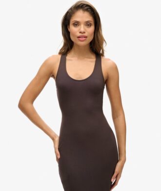 Vestido midi de jersey con cuello redondo