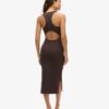 Vestido midi de jersey con cuello redondo