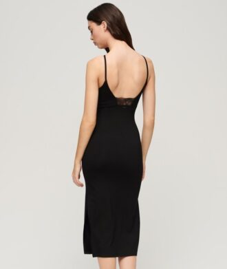 Vestido midi de jersey con espalda de encaje