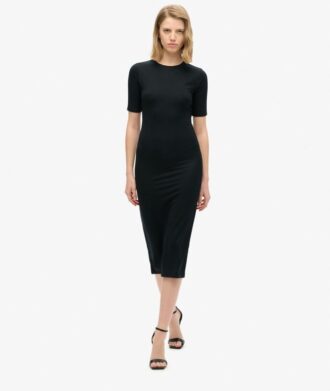 Vestido midi de jersey de manga corta
