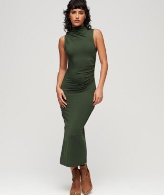 Vestido midi de jersey fruncido