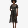 Vestido midi de malla con volantes