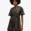 Vestido midi de malla con volantes