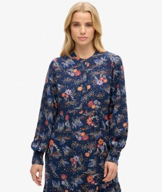 Vestido midi de manga larga con volantes