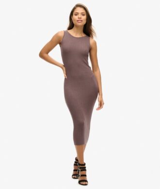 Vestido midi de punto con espalda descubierta