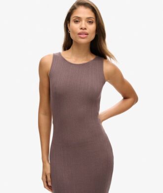 Vestido midi de punto con espalda descubierta