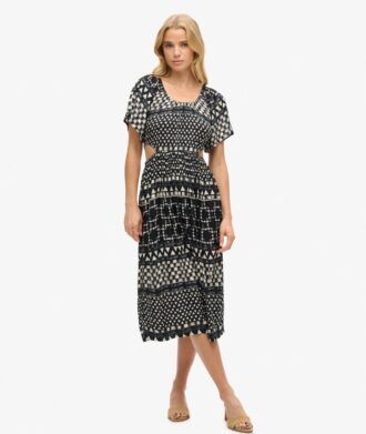 Vestido midi estampado con aberturas