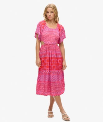 Vestido midi estampado con aberturas