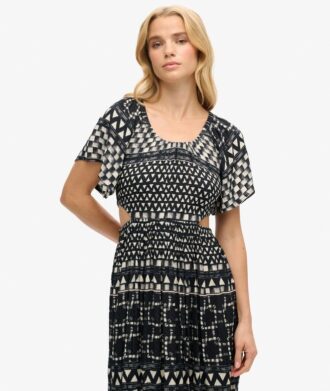 Vestido midi estampado con aberturas