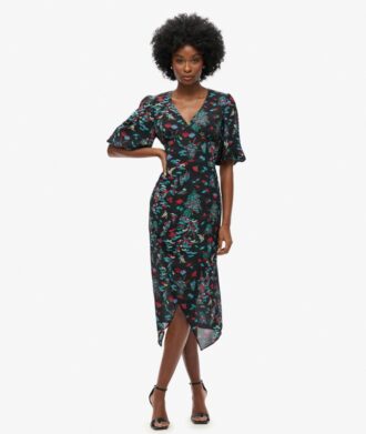 Vestido midi transparente de manga corta