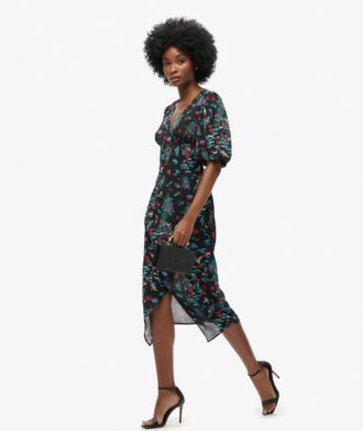 Vestido midi transparente de manga corta