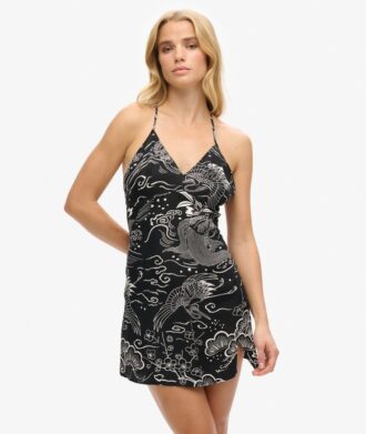 Vestido mini lencero estampado