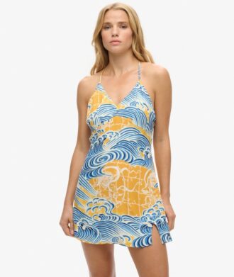 Vestido mini lencero estampado