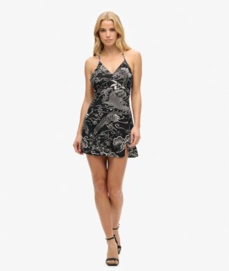 Vestido mini lencero estampado