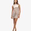 Vestido mini sin mangas con lentejuelas y corte en A