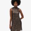 Vestido mini sin mangas con lentejuelas y corte en A