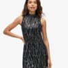 Vestido mini sin mangas con lentejuelas y corte en A