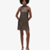 Vestido mini sin mangas con lentejuelas y corte en A