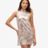 Vestido mini sin mangas con lentejuelas y corte en A