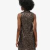 Vestido mini sin mangas con lentejuelas y corte en A