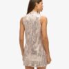 Vestido mini sin mangas con lentejuelas y corte en A