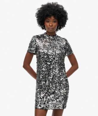 Vestido tipo camiseta con lentejuelas