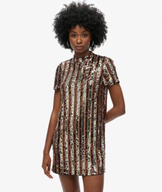 Vestido tipo camiseta con lentejuelas